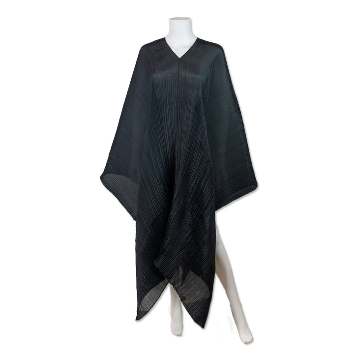 Issey Miyake Pleats Please Black Pleated Open Side Cape