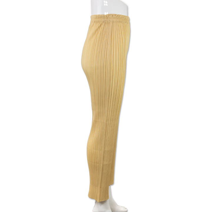 Issey Miyake Pleats Please Yellow Pleated Mid Rise Pants