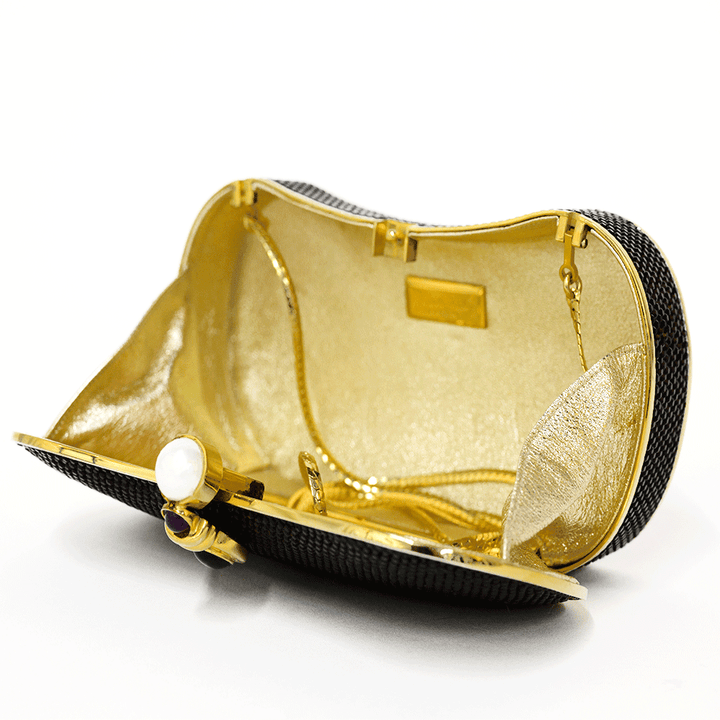 JUDITH LEIBER BLACK CRYSTAL EVENING BAG