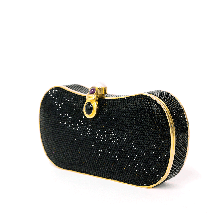 JUDITH LEIBER BLACK CRYSTAL EVENING BAG