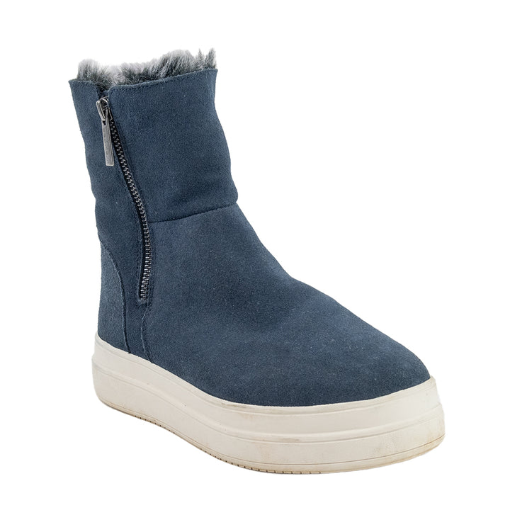 J/Slides Henley Navy Suede Faux Fur-Lined Platform Boots