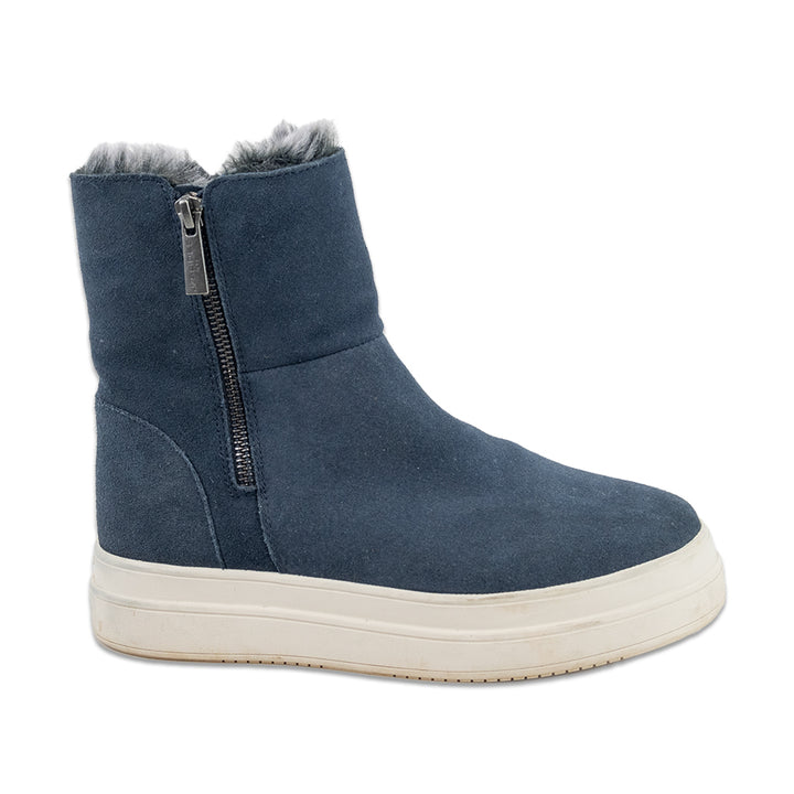 J/Slides Henley Navy Suede Faux Fur-Lined Platform Boots