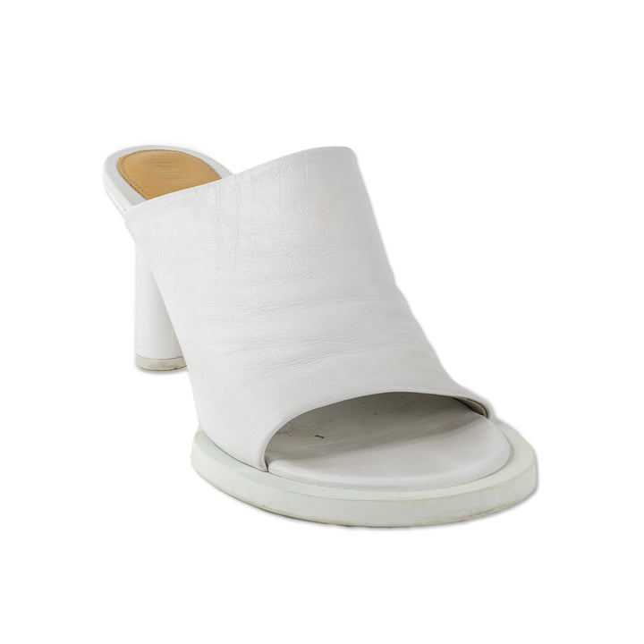 Jacquemus Rond Carré White Leather Heeled Sandals