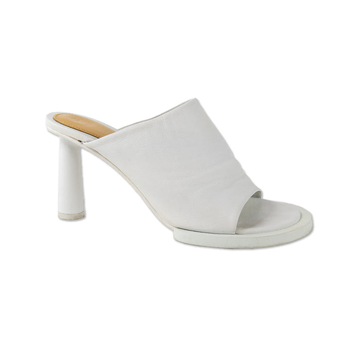 Jacquemus Rond Carré White Leather Heeled Sandals