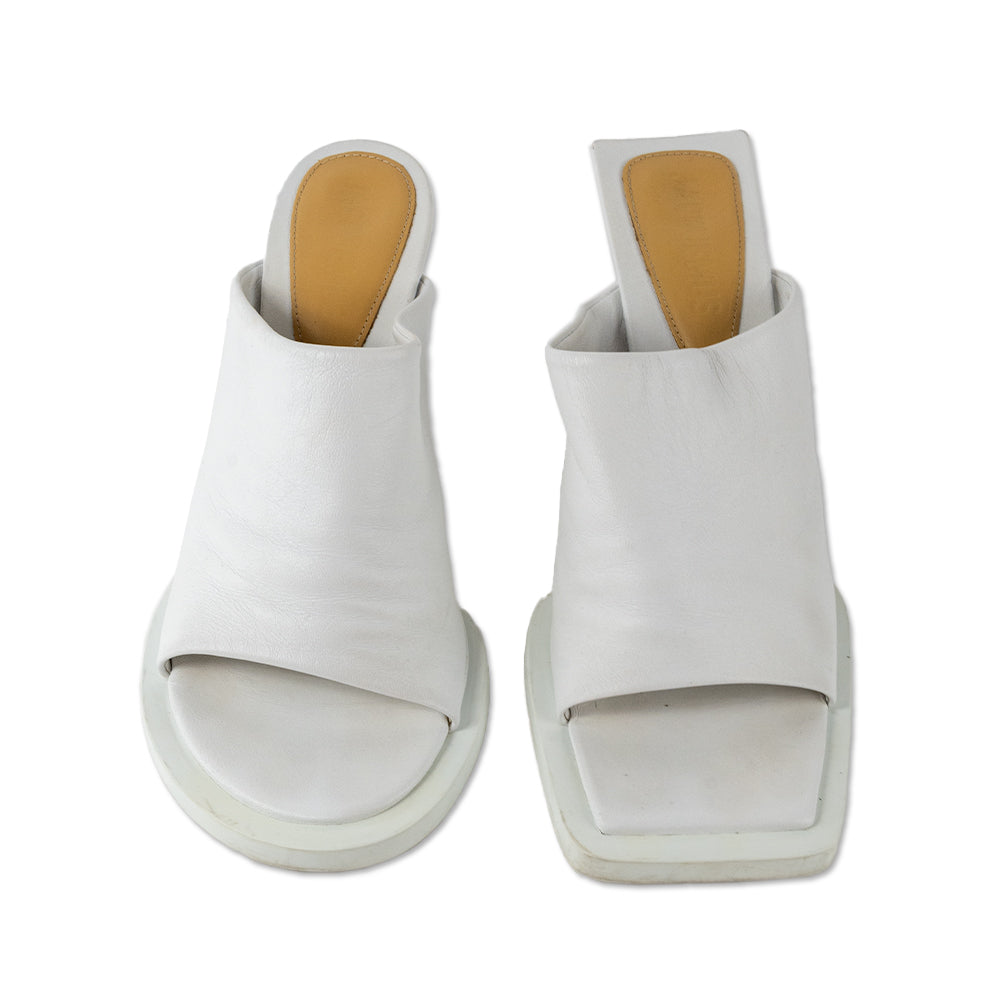 Jacquemus Rond Carré White Leather Heeled Sandals