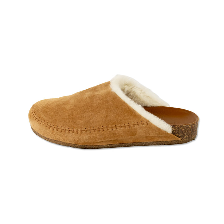 Jenni Kayne Shearling Lined Tan Suede Slides