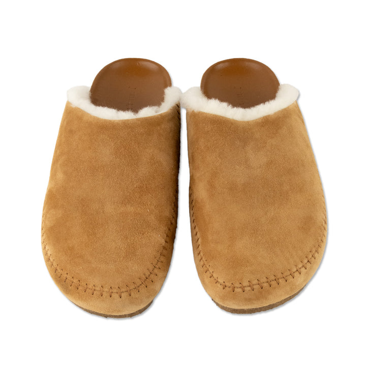 Jenni Kayne Shearling Lined Tan Suede Slides