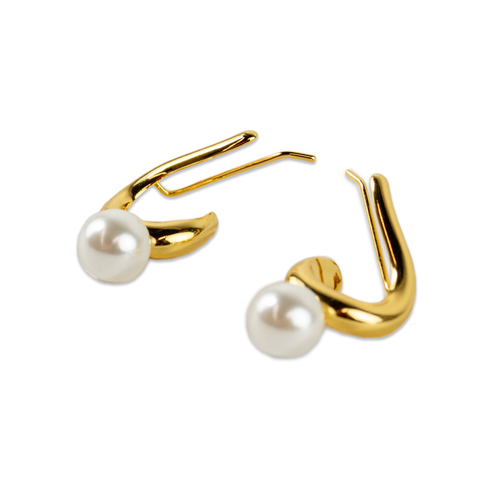 Jenny Bird Daphne Climber Gold and Pearl Earrings