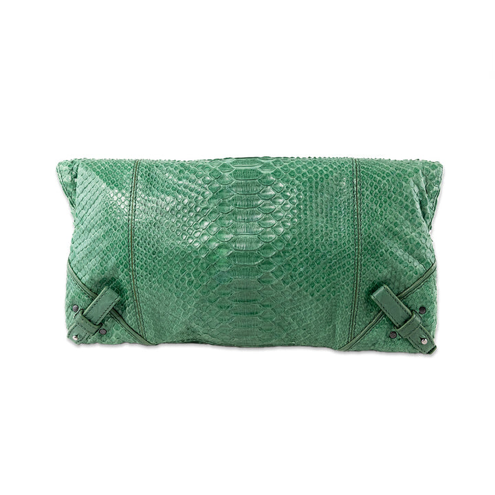 Jerome Dreyfuss Green Snakeskin Foldable Handbag