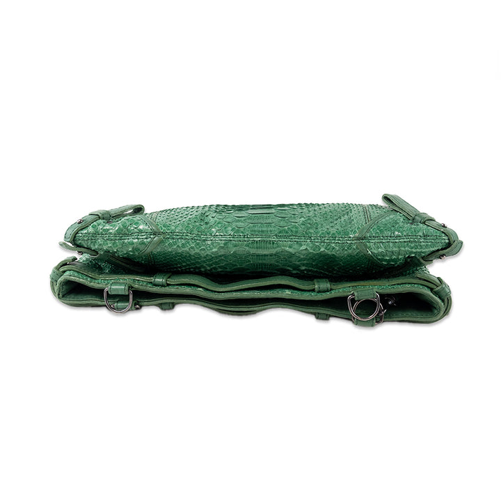 Jerome Dreyfuss Green Snakeskin Foldable Handbag