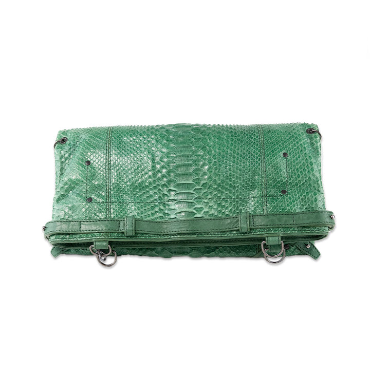 Jerome Dreyfuss Green Snakeskin Foldable Handbag