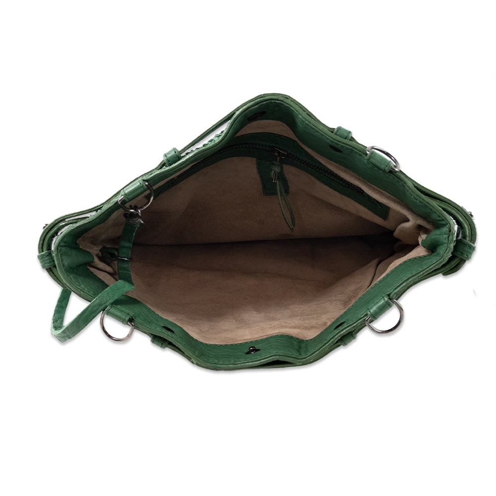 Jerome Dreyfuss Green Snakeskin Foldable Handbag