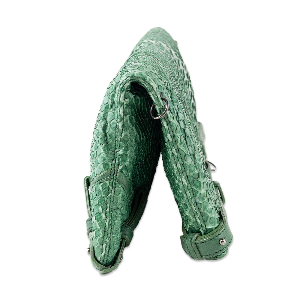 Jerome Dreyfuss Green Snakeskin Foldable Handbag