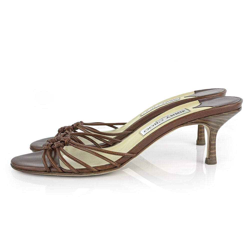 Jimmy Choo Brown Leather Slide Sandals