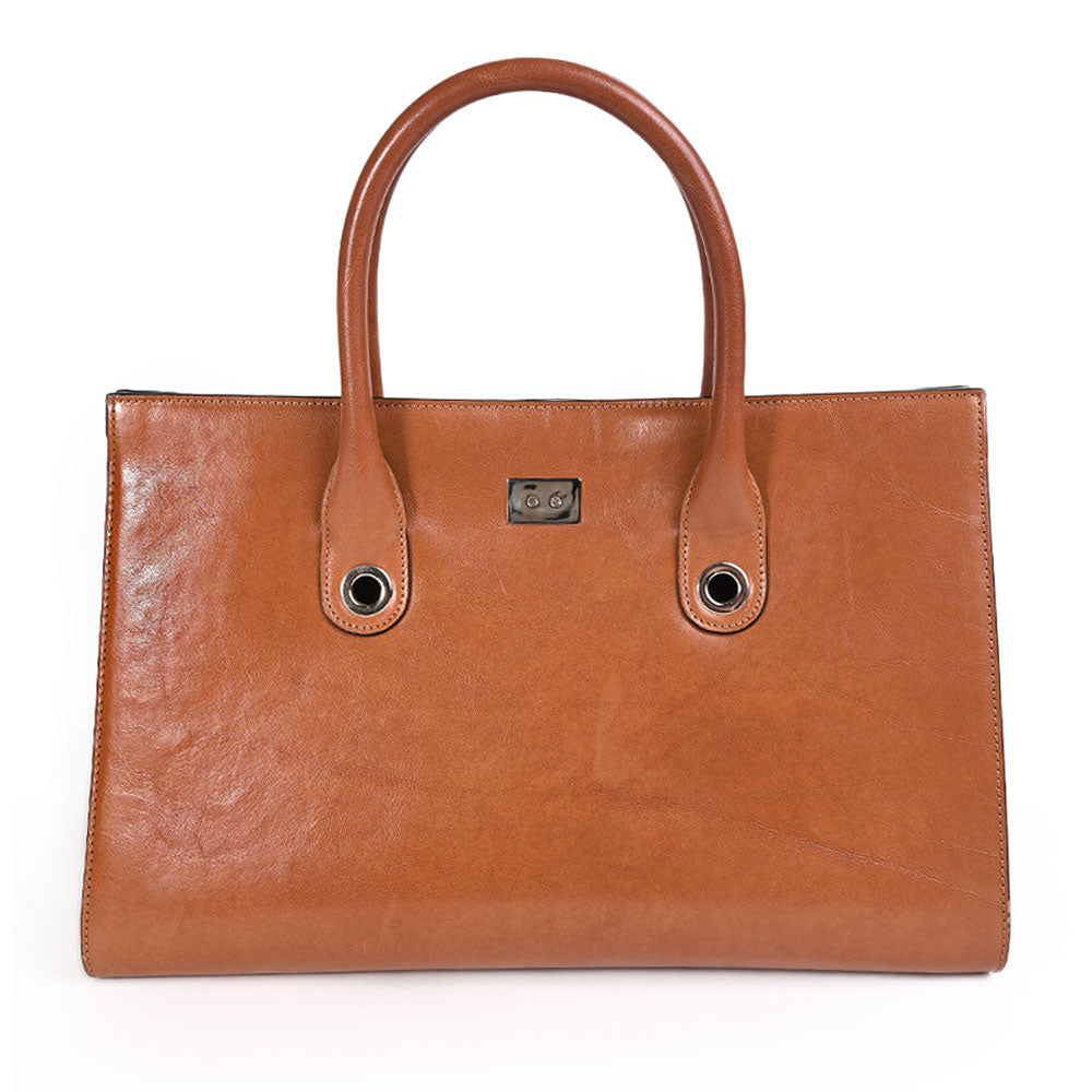 Jimmy Choo Riley Cognac Leather Tote Bag