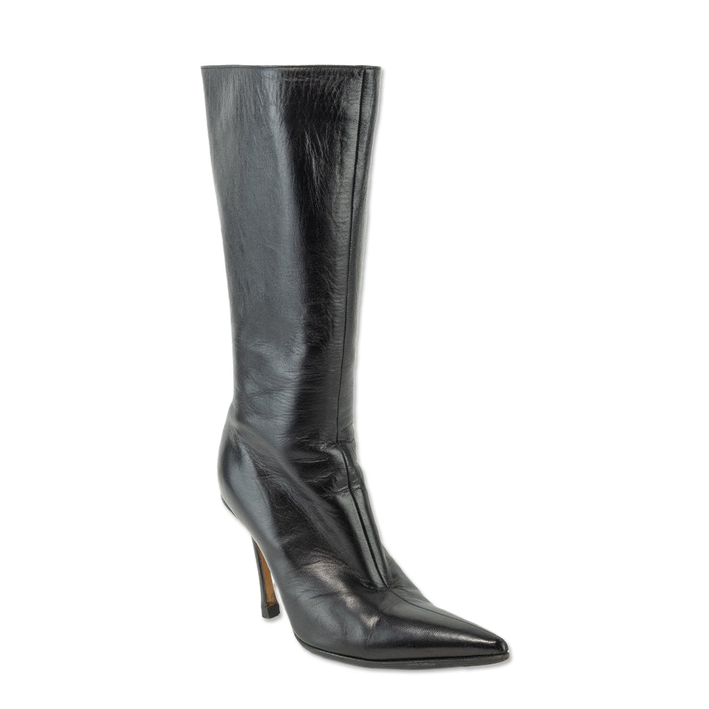 Jimmy Choo Black Leather Knee-High Boots