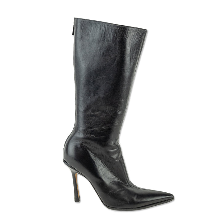 Jimmy Choo Black Leather Knee-High Boots