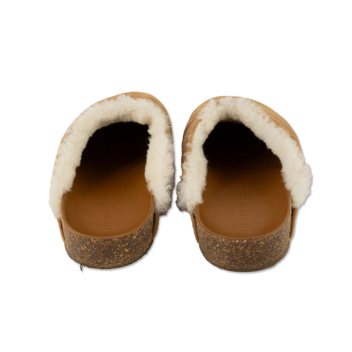 Jenni Kayne Shearling Lined Tan Suede Slides