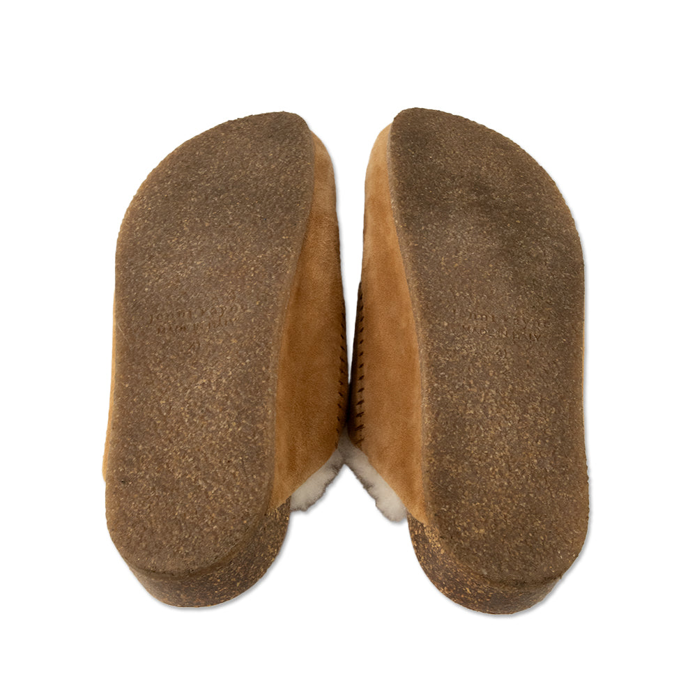 Jenni Kayne Shearling Lined Tan Suede Slides