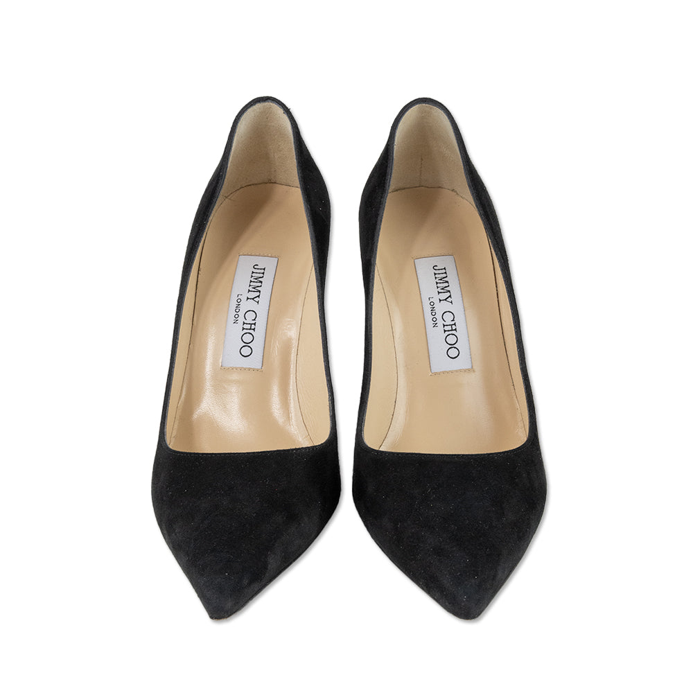 Jimmy Choo Black Suede Pointed Toe Pumps