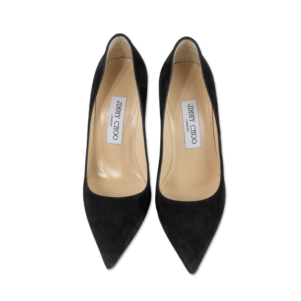 Jimmy Choo Black Suede Pointed Toe Pumps