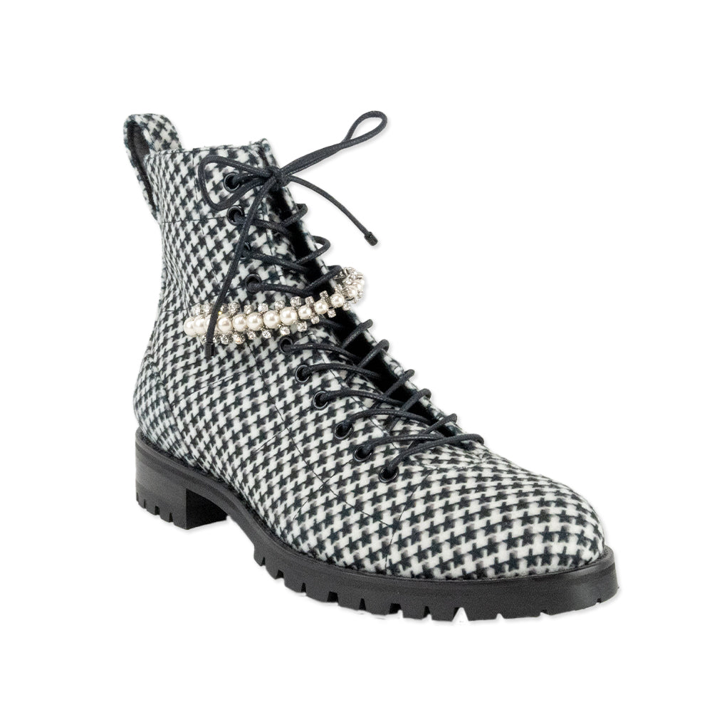 Jimmy Choo Cruz Crystal Embellished Star Printed Combat Boots