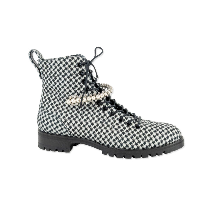 Jimmy Choo Cruz Crystal Embellished Star Printed Combat Boots