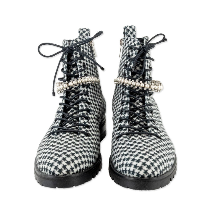 Jimmy Choo Cruz Crystal Embellished Star Printed Combat Boots