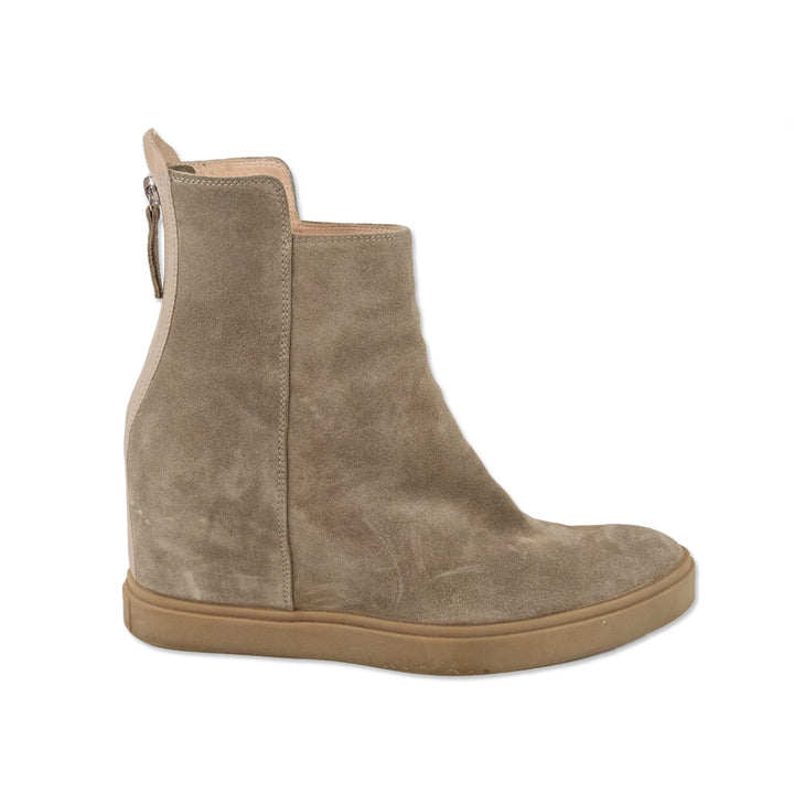 AGL Beige Suede Wedge Ankle Boots