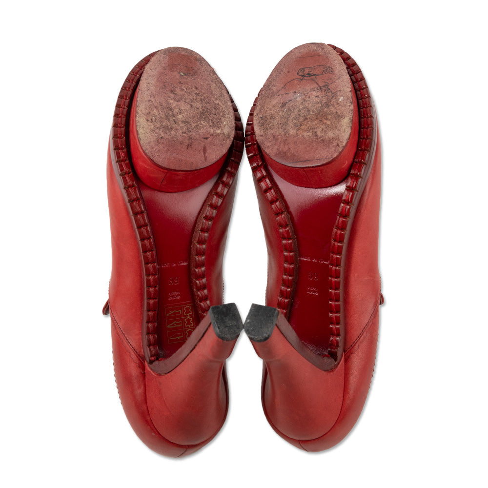 John Galliano Red Leather Mary Jane Platform Pumps