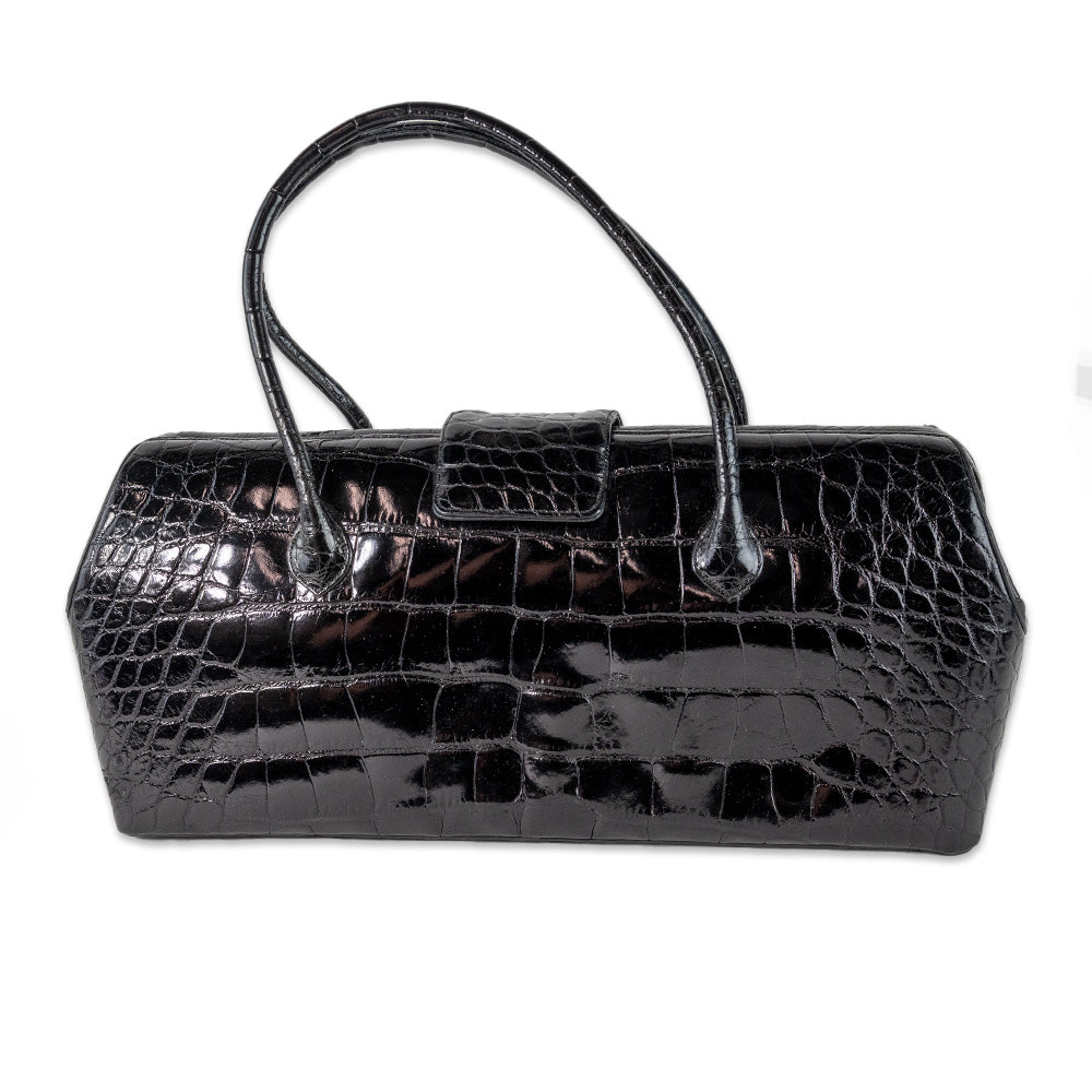 Judith Leiber Black Crocodile Doctors Bag