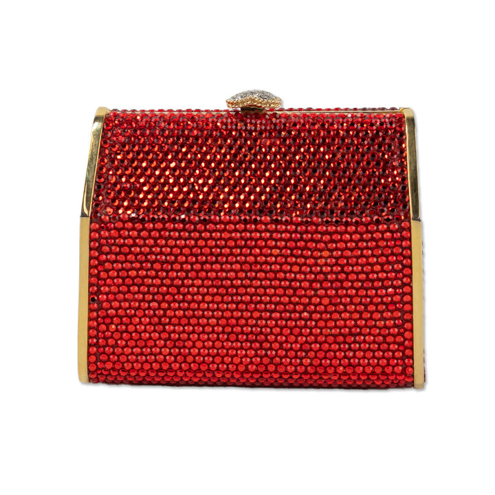 Judith Leiber Red Crystal and Gold Frame Shoulder Bag