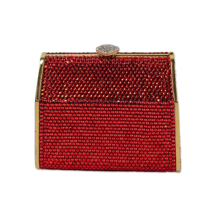 Judith Leiber Red Crystal and Gold Frame Shoulder Bag