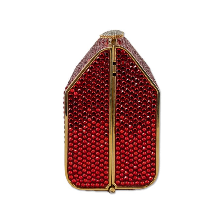 Judith Leiber Red Crystal and Gold Frame Shoulder Bag