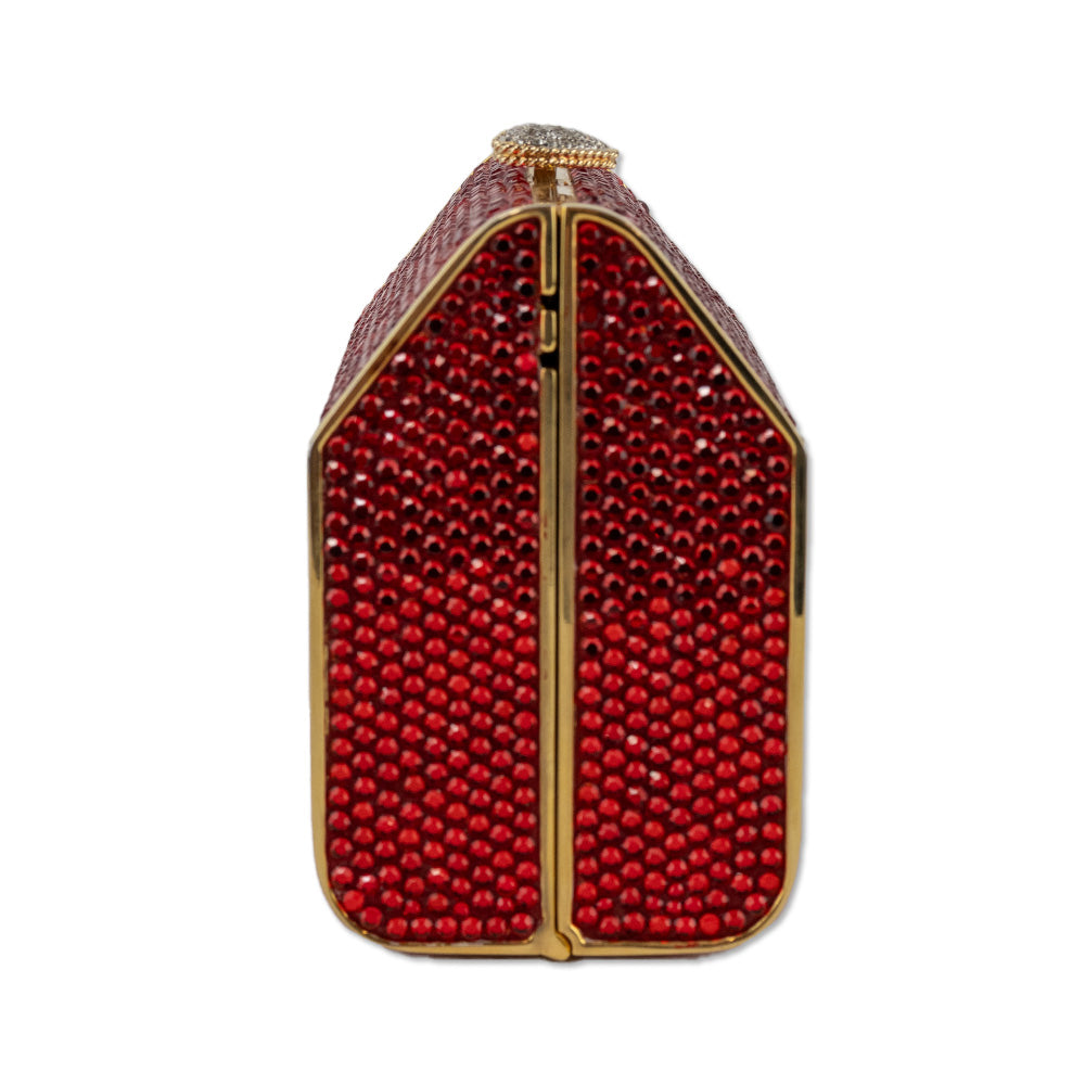 Judith Leiber Red Crystal and Gold Frame Shoulder Bag