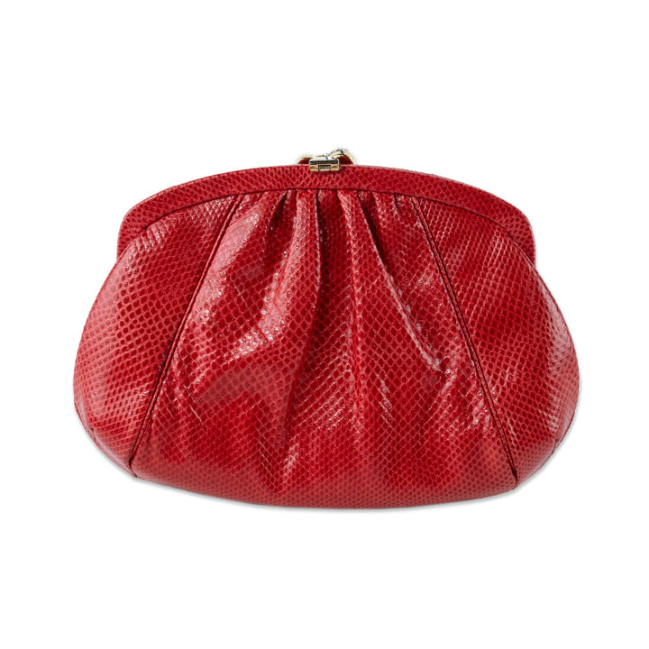 Judith Leiber Red Lizard Jeweled Clutch