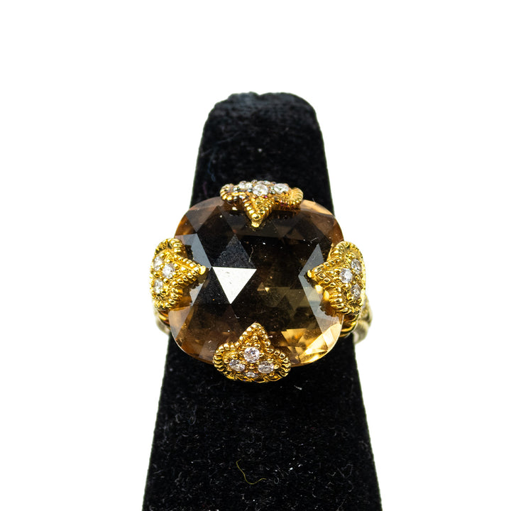 Judith Ripka 18K Gold 
Diamond Canary Crystal Cocktail Ring