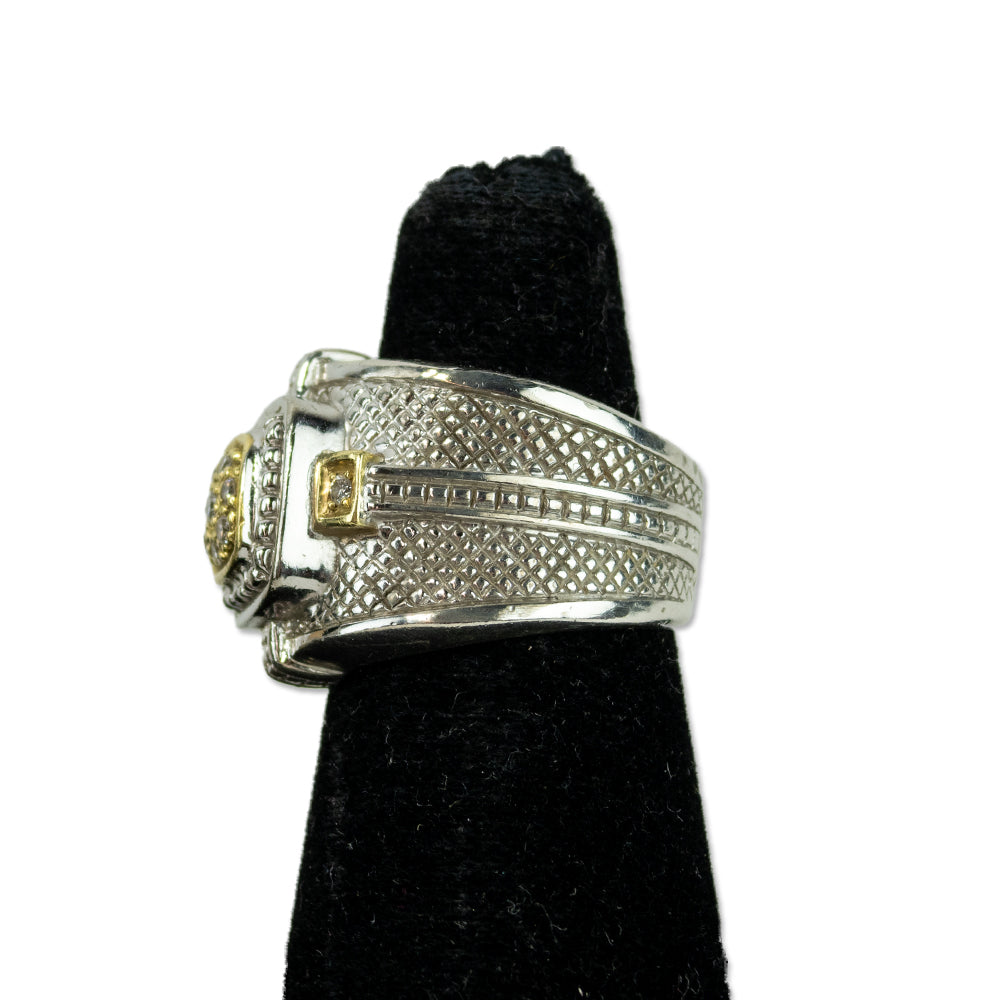 Judith Ripka Gold Diamond Class Ring Cocktail Ring