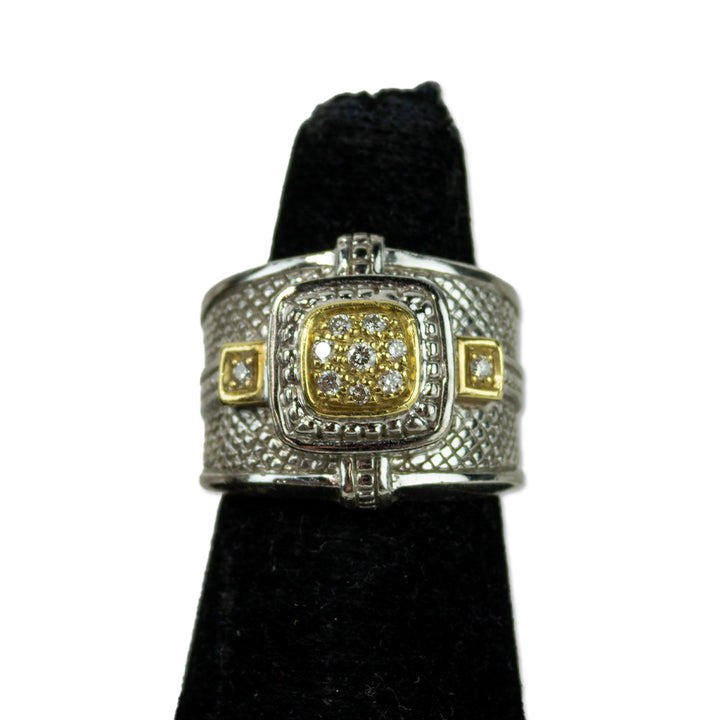 Judith Ripka Gold Diamond Class Ring Cocktail Ring