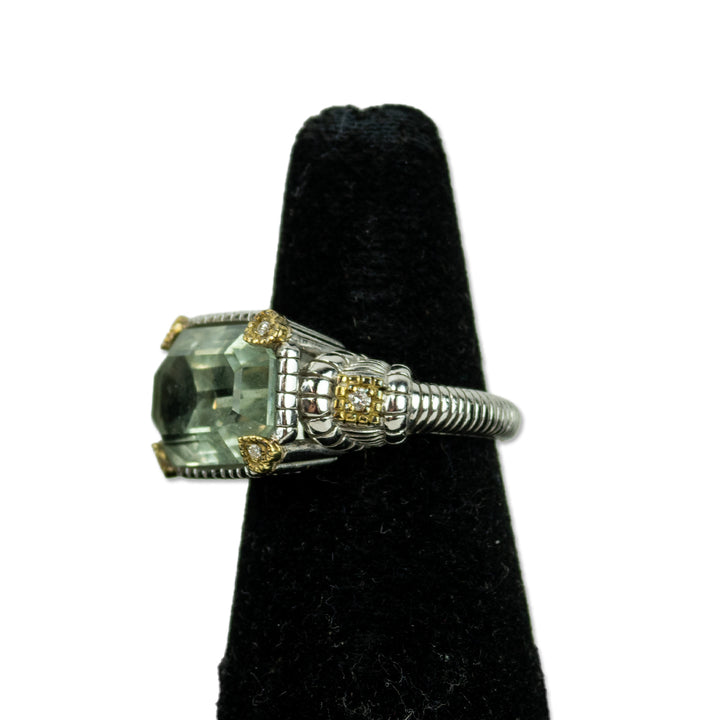 Judith Ripka Green Stone 
Diamond Cocktail Ring