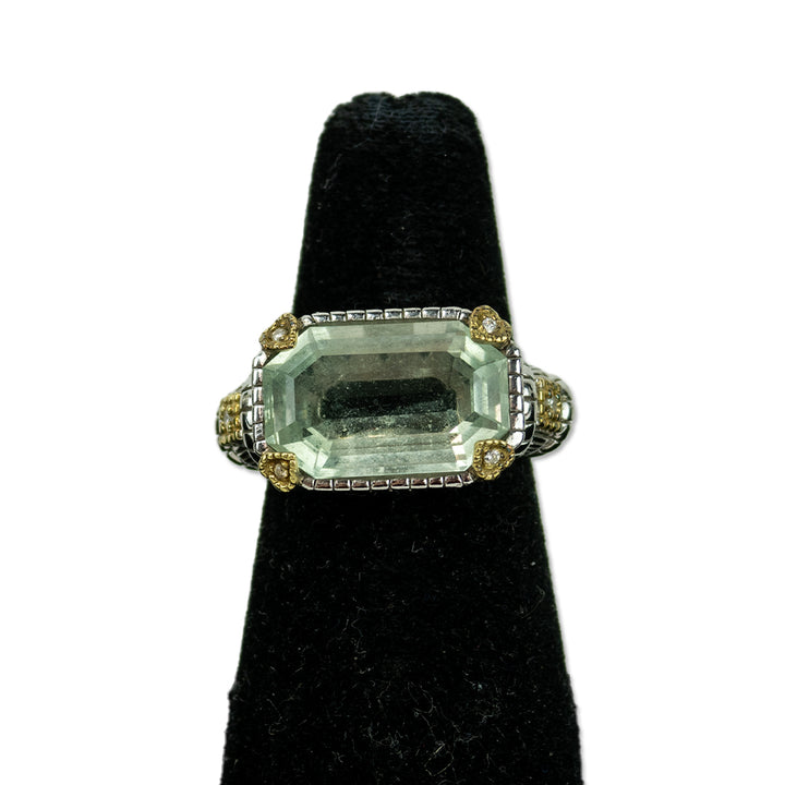 Judith Ripka Green Stone 
Diamond Cocktail Ring