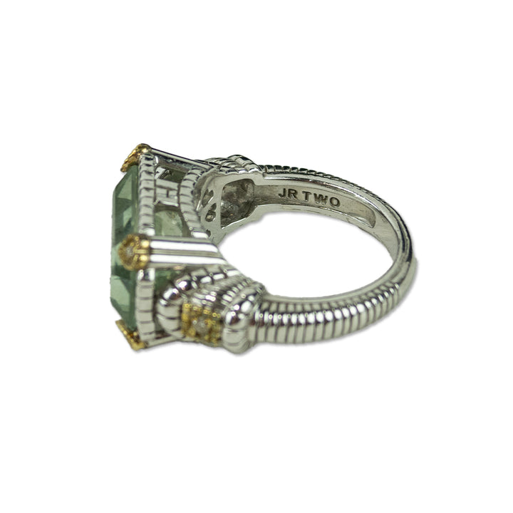 Judith Ripka Green Stone 
Diamond Cocktail Ring