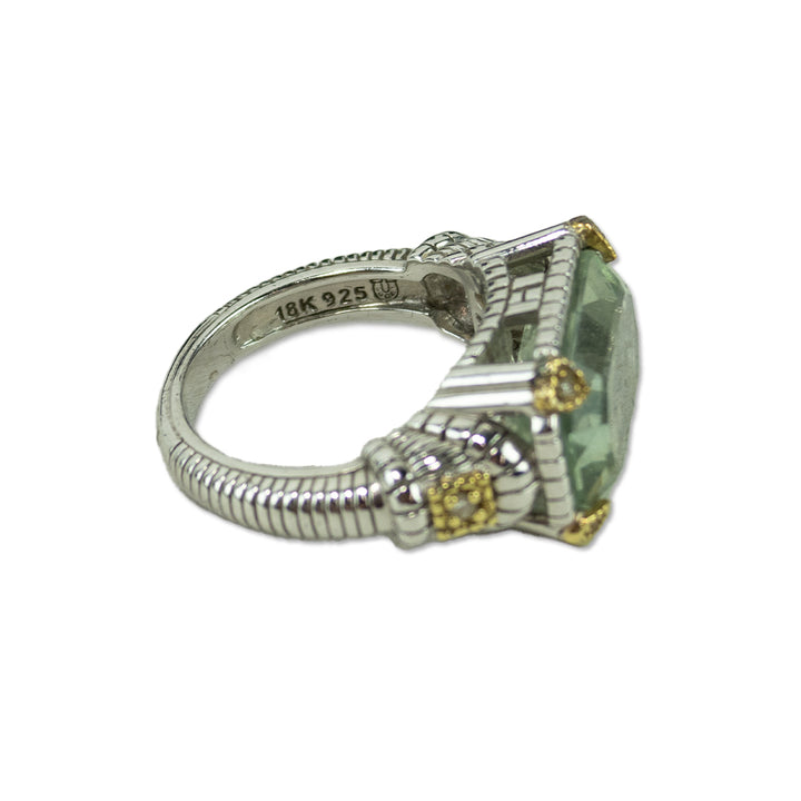 Judith Ripka Green Stone 
Diamond Cocktail Ring