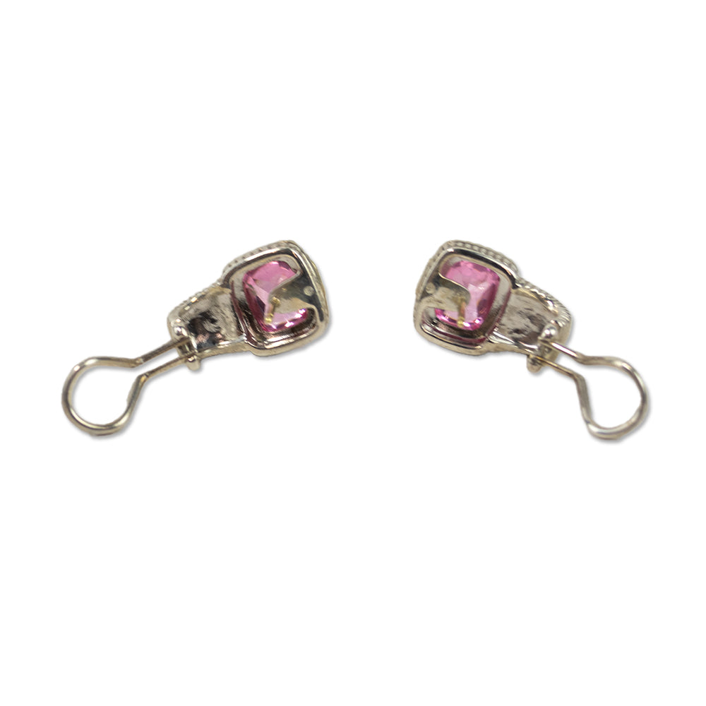 Judith Ripka Pink Crystal 
Diamond Latch Back Earrings