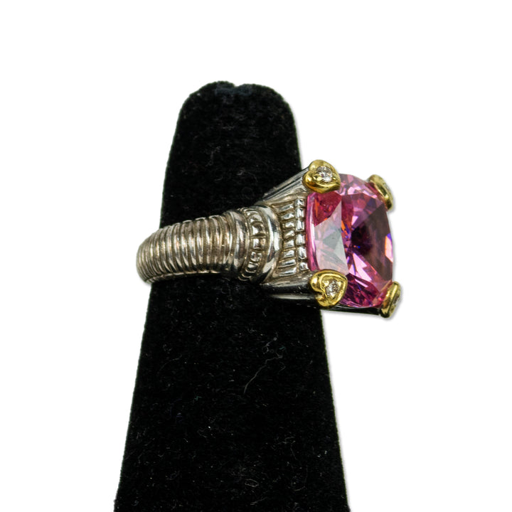 Judith Ripka Pink Stone 
Diamond Heart Cocktail Ring