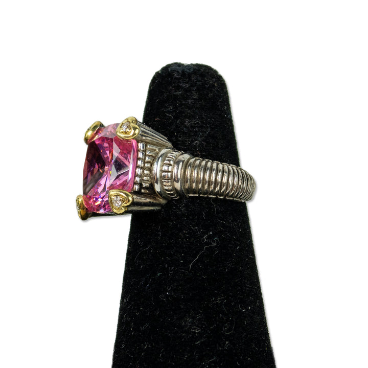 Judith Ripka Pink Stone 
Diamond Heart Cocktail Ring