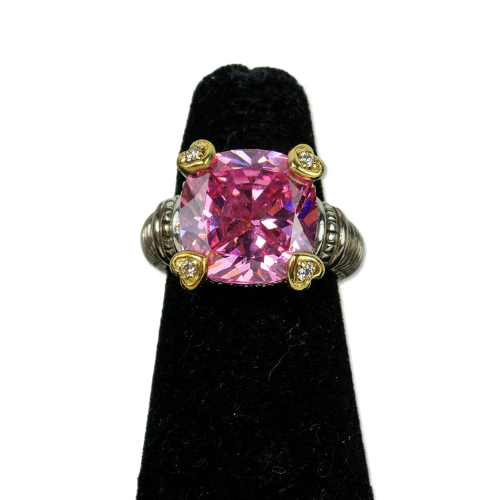 Judith Ripka Pink Stone 
Diamond Heart Cocktail Ring