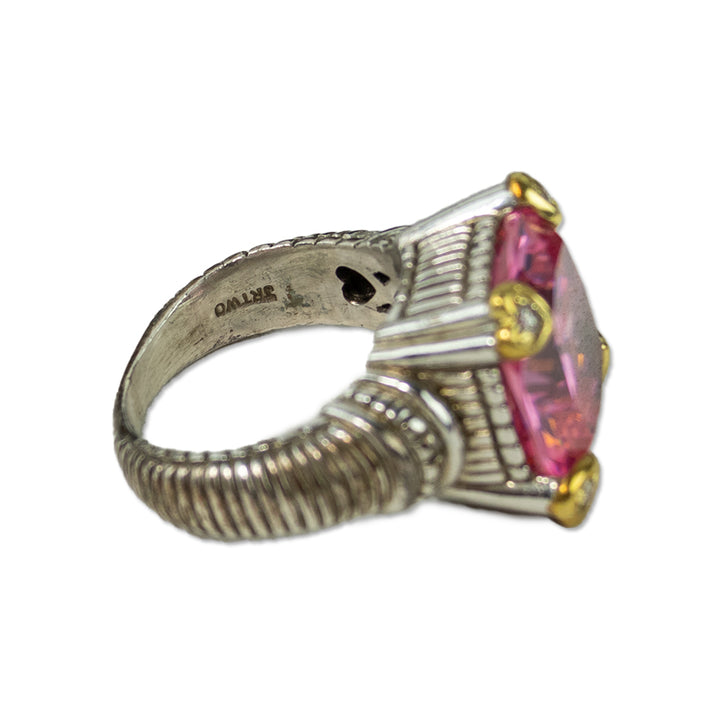 Judith Ripka Pink Stone 
Diamond Heart Cocktail Ring