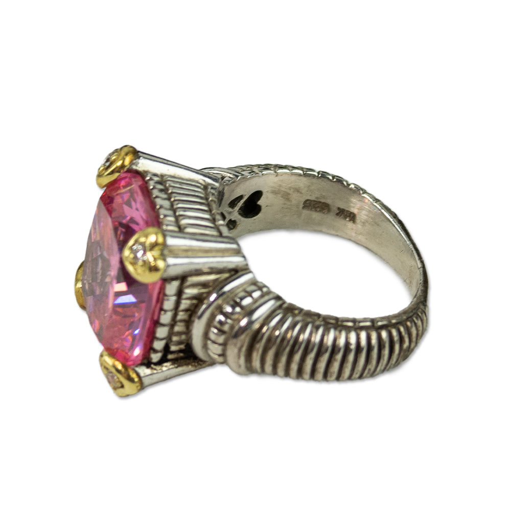 Judith Ripka Pink Stone 
Diamond Heart Cocktail Ring