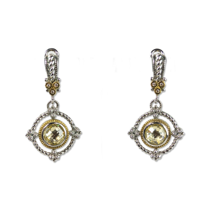 Judith Ripka Yellow Circle Stone Drop Earrings